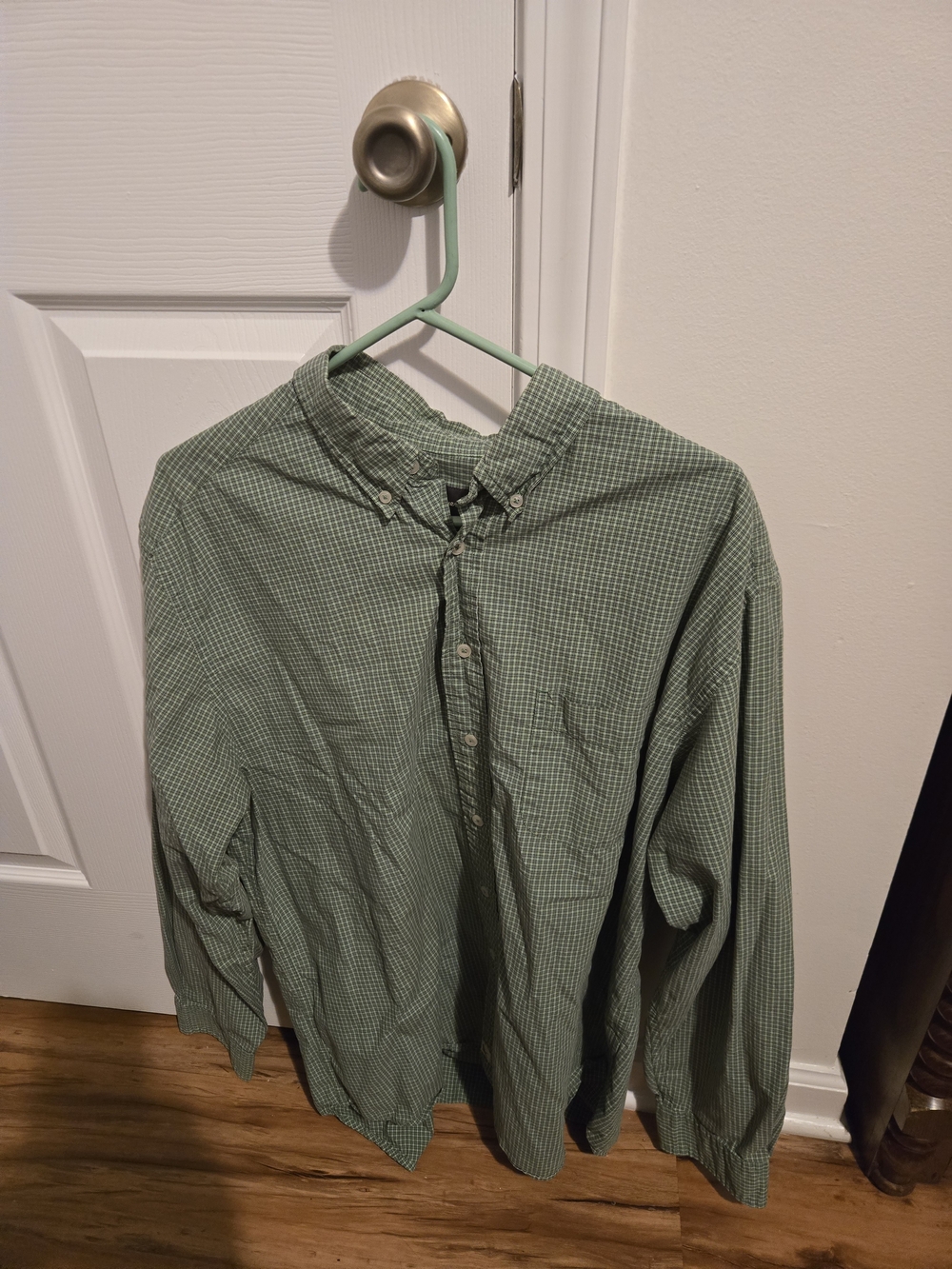 Eddie Bauer Green Micro-Check Button-Down Shirt